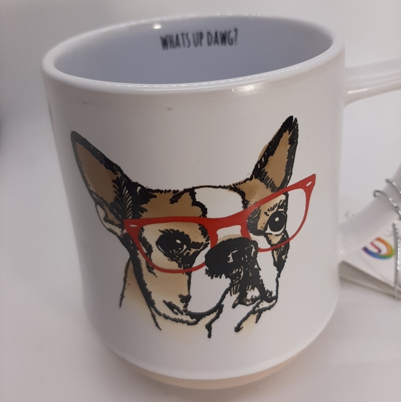 NWT French Bulldog Terrier Dog With Glasses Coffee Cup Mug What's Up Dog - Picture 4 of 5
